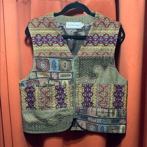 Howard Wolf Women's Multicolor Embroidered Patchwork Vest